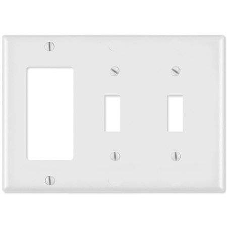 EZGENERATION LV80421x-LV80421W Combination Wallplate, 1 Decora and 2 Toggle, White EZ1568174